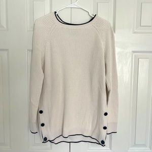LOFT ladies sweater with stylish black button detail woman’s white large top
